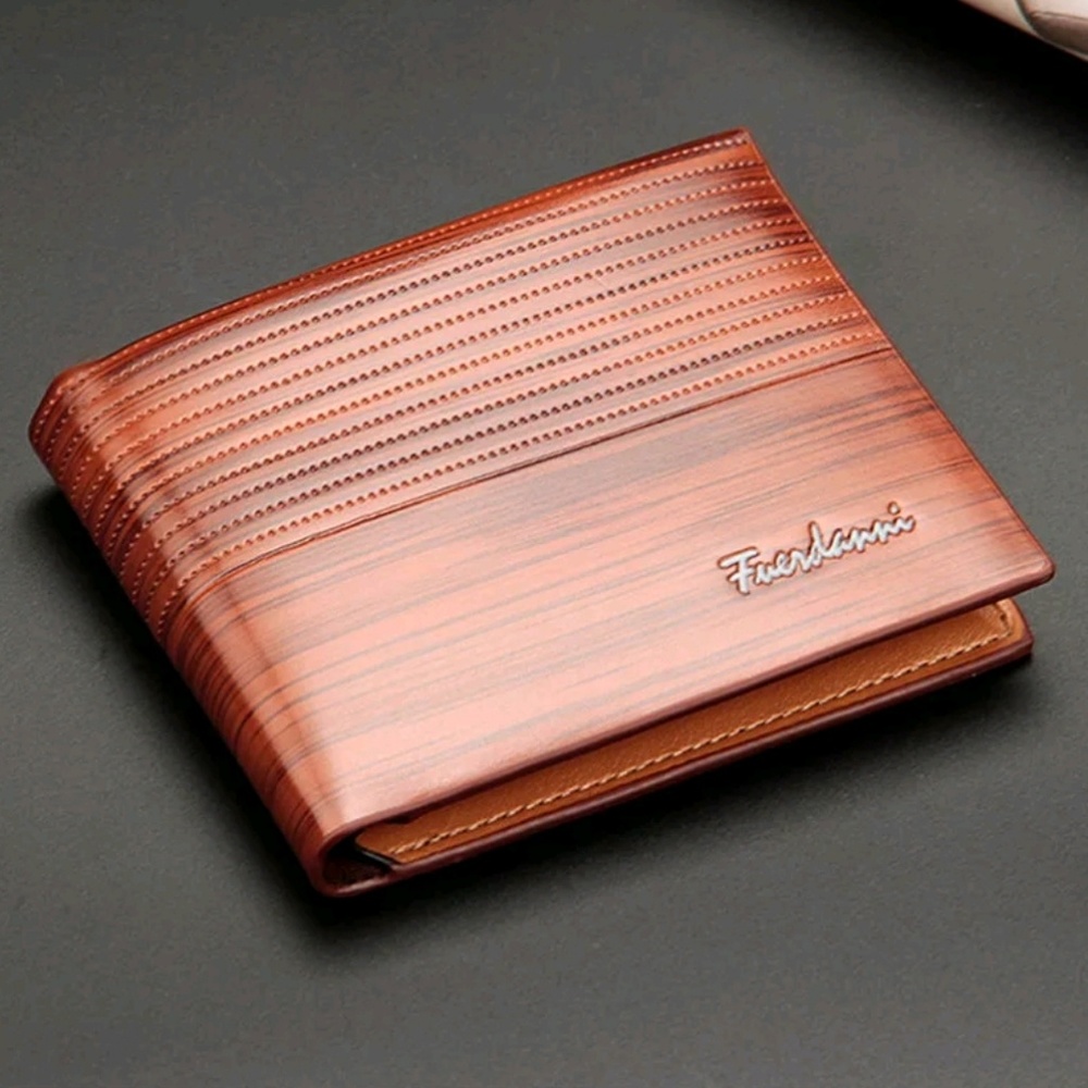 Mens wallet Light Brown Gift vegan leather Bi-fold - Picture 5 of 5